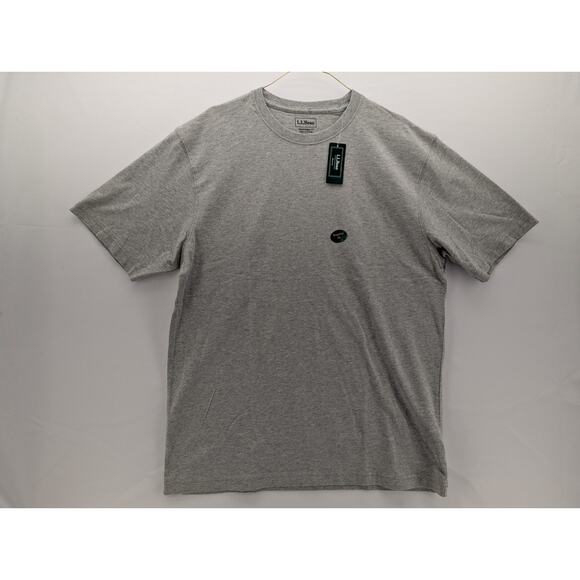 NWT L.L. Bean Men's Carefree Unshrinkable Short Sleeve Tee in Heather Grey XL - Picture 2 of 6